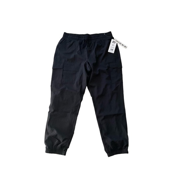 RBX Cargo Pants Women's SZ L Black Lined Stretch Ribbed Cuffs Drawstring Waist - Picture 1 of 4